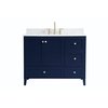 Elegant Decor 42 Inch Single Bathroom Vanity In Blue With Backsplash, 2PK VF18042BL-BS